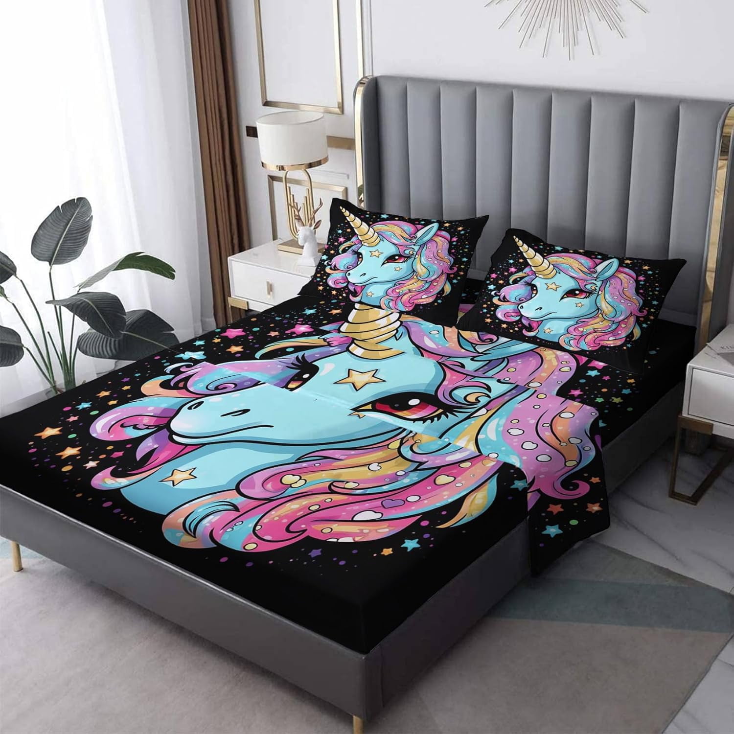 Boho Flower Sheets Twin Size, Bohemian Bed Sheet Set, Super Soft