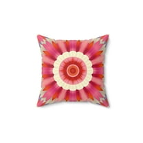 Boho Flower Square Pillow, Southwestern Eclectic Decor, Off-White Pink Bohemian Cushion, Home Accent, Gift for Her, Throw Pillow