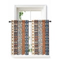 thumbnail image 1 of Boho Flower Stripe Curtains 54 Inch Length, Sheer Curtains for Bedroom Living Room Window Bohemian Ethnic Retro Patterns Rod Pocket Voile Drapes Kitchen Curtains Small Half Window 52"x54" 2 Panels, 1 of 7