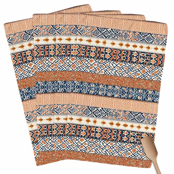 Boho Flower Stripe Kitchen Towel Dish Cloths Set of 4, Microfiber Soft Kitchen Hand Towels, Bohemian Ethnic Retro Patterns Absorbent Quick Drying Dishcloths 18 x 28 Inches