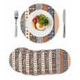 thumbnail image 1 of Boho Flower Stripe Round Placemats Set of 6 for Dinning Tables,Heat-proof Braided Table Mats 13 Inch,Bohemian Ethnic Retro Patterns Washable Place Mat for Kitchen Restaurant Party Decor Table Setting, 1 of 9