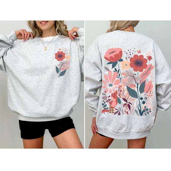 Boho Flower TShirt Wildflower TShirt Women Floral Minimalist TShirt Flower Print TShirt Wo