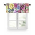 thumbnail image 1 of Boho Flower Valances for Windows National Style Peony Orchids Valance Rod Pocket Light Filtering Short Window Treatments Curtains for Kitchen Bathroom Living Room Bedroom, 1 Panel, 42 x 18 Inch, 1 of 7