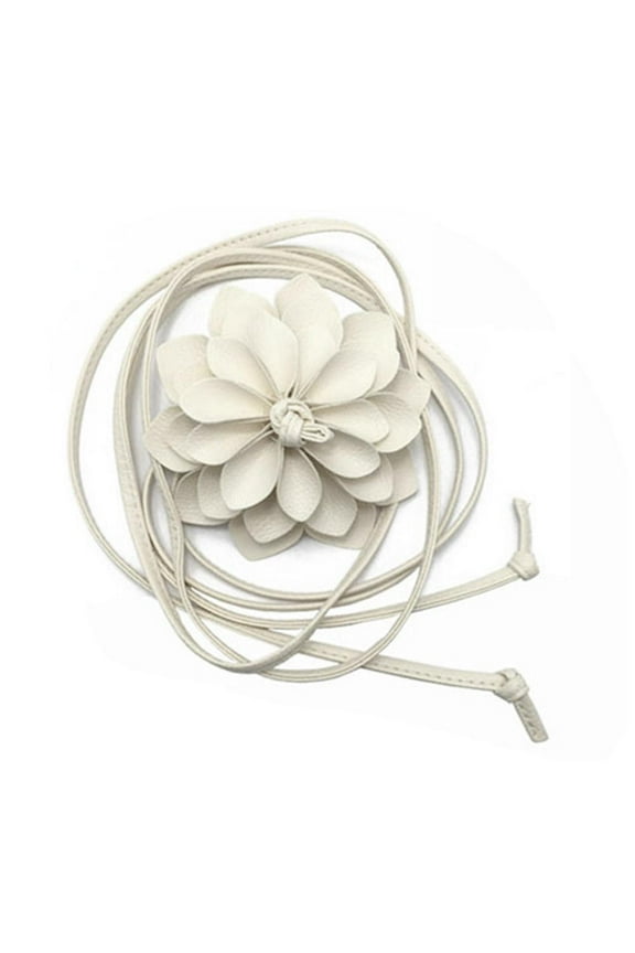 Boho Flower Waist Belt Pu Leather Material,Women Tassel Thin Rope Belts Waist Band Floral Belt for Dress Shirts,Fashion Elegant Boho * Flower Waist Belts for Clothing Accessories