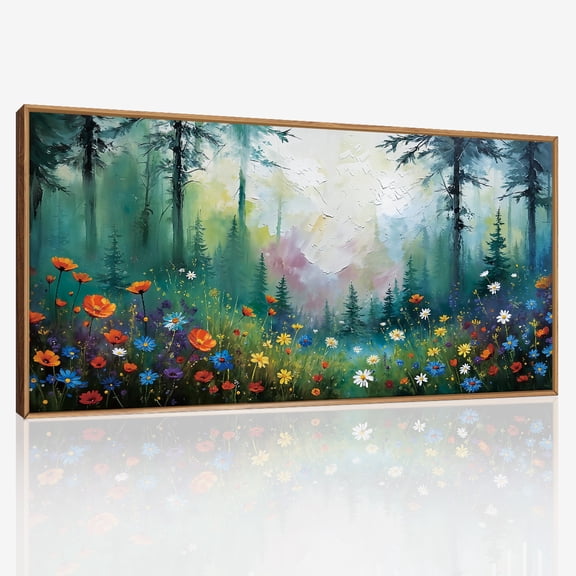 Boho Flower Wall Art Forest Canvas Wall Decor Framed Abstract Floral Canvas Artwork Watercolor Botanical Wall Painting for Living Room Bedroom Office 20X40 In