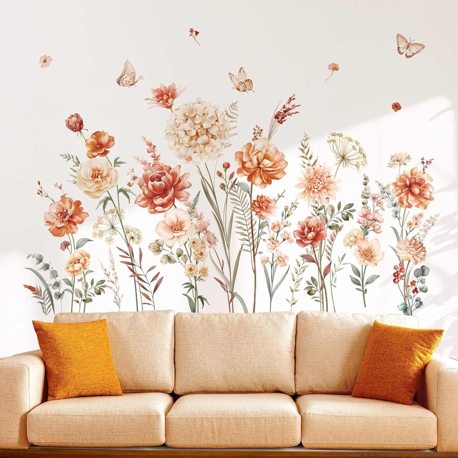 Boho Flower Wall Decals Wildflower Garden Floral Grass Wall Stickers ...