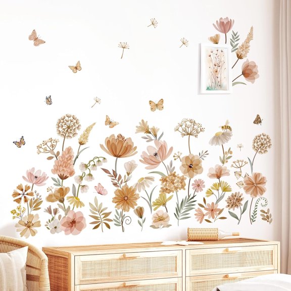 Boho Flower Wildflower Dandelion Grass Girls Wall Decals Stickers