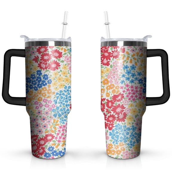 Boho Flowers 40oz Stainless Steel Vacuum Insulated Tumbler with Lid and Straw Gifts for Mom Friend Sister Grandma