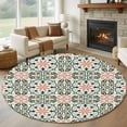 thumbnail image 1 of Boho Flowers 8' Round Area Rug, Farmhouse Abstract Geometric Patterned Washable Non-Slip Large Circle Rugs for Living Room Bedroom, Soft Low Pile Rug Carpet for Dining Room Kitchen Farmhouse, 1 of 9