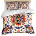 thumbnail image 1 of Boho Flowers Bedding 3 Piece Duvet Cover Set California King, Abstract Bohemian Colorful Retro Floral Soft Microfiber Comforter Cover with Zipper Closure & Pillowcases, FadeResistant Quilt Cover, 1 of 9
