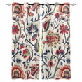 thumbnail image 1 of Boho Flowers Blackout Curtains 63 Inches Long for Bedroom, Watercolor Red Orange Floral Branch Leaf Thermal Insulated Room Darkening Black Out Window Curtain Panels Grommet Drapes for Living Room, 1 of 8