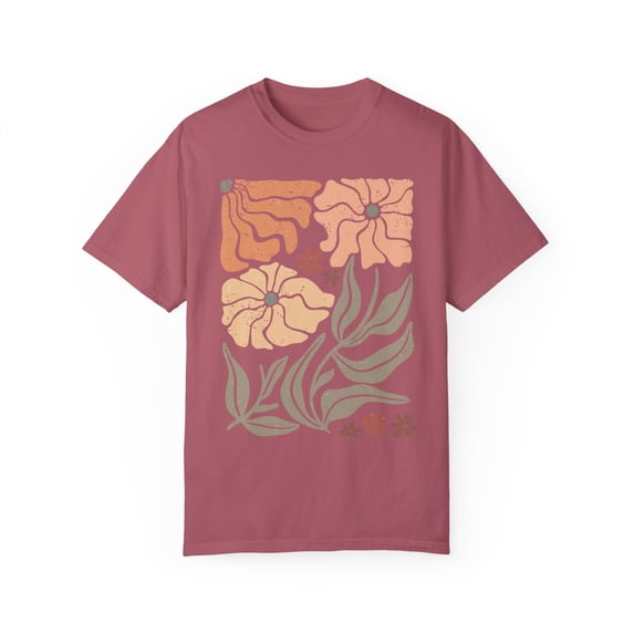 Boho Flowers, Comfort Colors, Unisex Cotton Short Sleeve T-shirt, S to 4XL