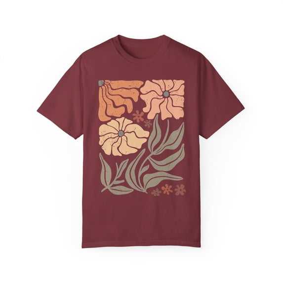 Boho Flowers, Comfort Colors, Unisex Cotton Short Sleeve T-shirt, S to 4XL