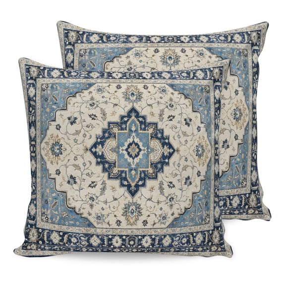 Boho Flowers Pillow Covers 18x18 Set of 2, Abstract Vintage Bohemia ...