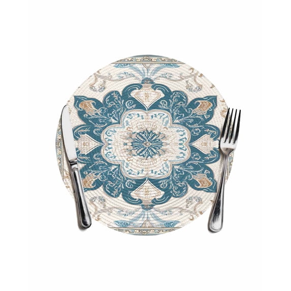 Boho Flowers Round Placemats for Dinning Tables,Heat-proof Braided ...