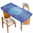 thumbnail image 1 of Boho Flowers Table Cloths for 5 Foot Rectangle Tables, Blue Floral Bohemian Vintage Country Patio Waterproof Elastic Fitted Tablecloths, Washable Rectangular Table Cover for Camping, 1 of 8