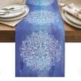 thumbnail image 1 of Boho Flowers Table Runner - 60 Inch Long, Kitchen Dining Table Runner Dresser Scarves, Blue Floral Bohemian Vintage Country Farmhouse Decor for Coffee Tables Wedding Party Banquet, 1 of 8