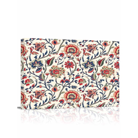 Boho Flowers Wall Art for Living Room,Canvas Picture Wall Decor for Bathroom Bedroom,Watercolor Red Orange Floral Branch Leaf Painting Artwork for Office Kitchen Hallway Dining Room Decor 12"x16"