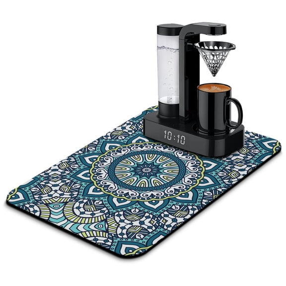 Boho Folk Coffee Station Mat - Eco-Friendly Absorbent Mat with Mystic Ethnic Design