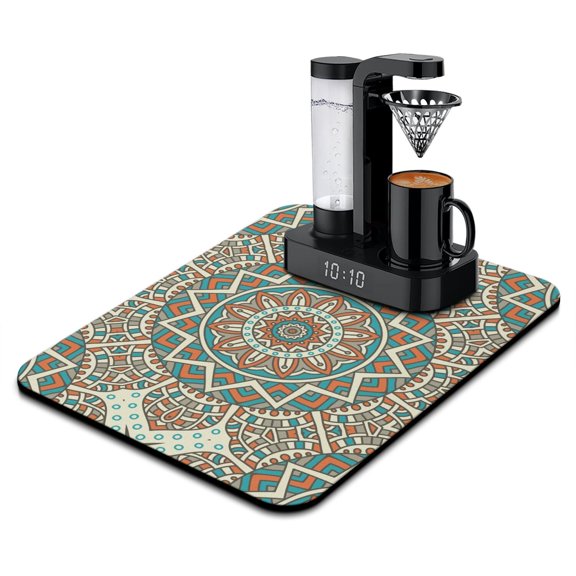 Boho Folk Coffee Station Mat - Multipurpose Absorbent Mat with Mystic Ethnic Motif