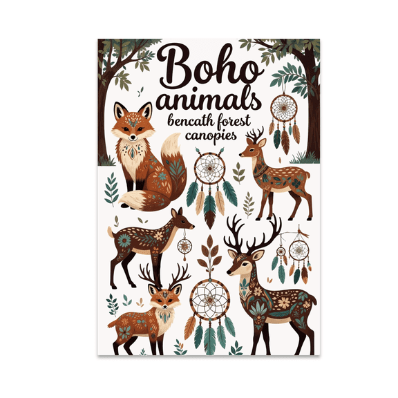 Boho Forest Animals Wall Decor - Nature Lover - 13x19 Poster Print