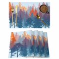 thumbnail image 1 of Boho Forest Silhouette Placemats Set of 8 Retro Abstract Forest Trees Blue Place Mats Indoor Wipeable Table Mats Washable Cloth Dining Table Placemats for Kitchen Holiday Party Home Decor 13x19 Inch, 1 of 9
