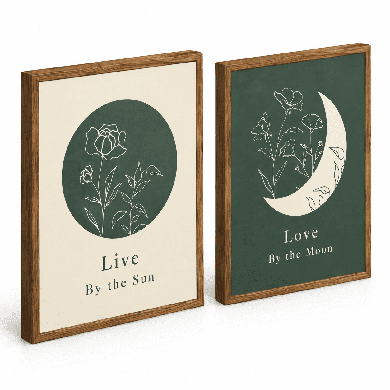 Boho Framed 16"L x 12"W Sun and Moon Canvas Wall Art Set of 2 - Walmart.com