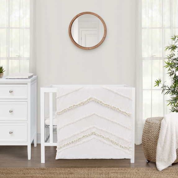 Sweet Jojo Designs Boho Fringe Ivory 3 Piece Mini Crib Bedding Set