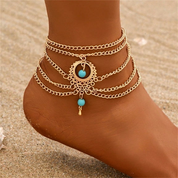 Boho Fringe Anklet with Hollow Design - Women's Beach Anklet