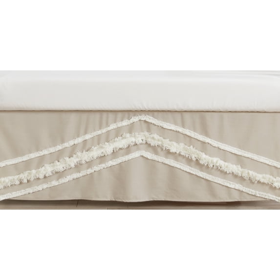 Boho Fringe Linen Tufted Dust Ruffle Crib Skirt by Sweet Jojo Designs