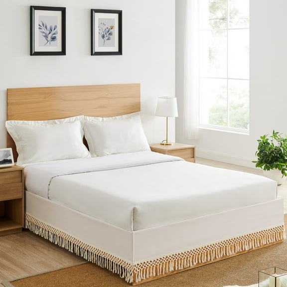 Boho Fringe Macrame Queen Size Bed Skirt by Sweet Jojo Designs