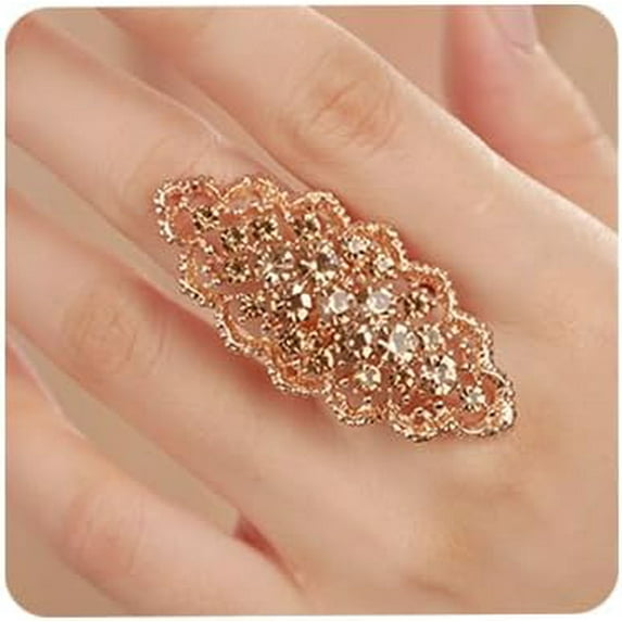 Boho Full Finger Crystal Ring Antique Luxurious Long Knuckle Rings