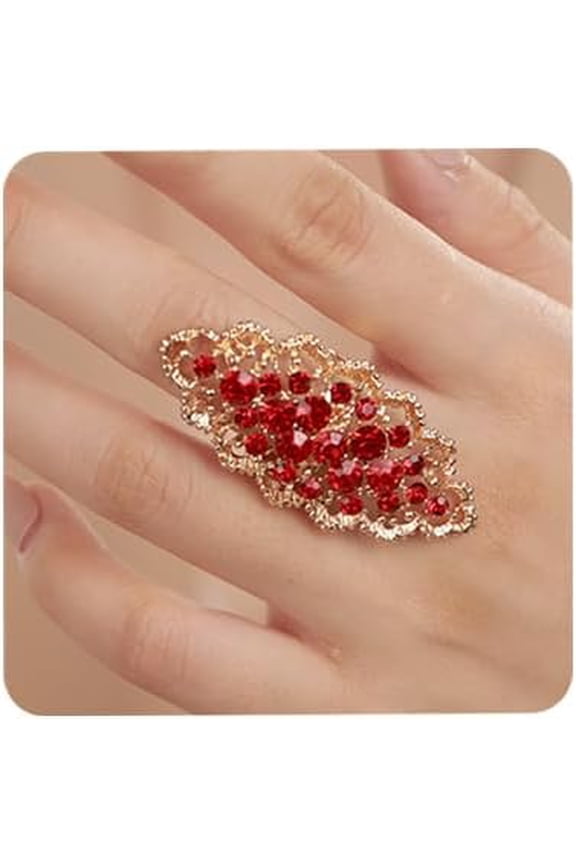 Boho Full Finger Crystal Ring Antique Luxurious Long  Knuckle Rings