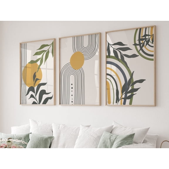Boho Gallery Poster Mid Century Modern Prints Home Decor Office Wall Art Set 3