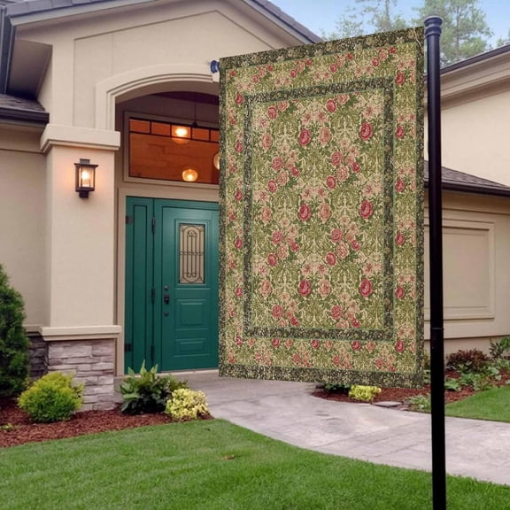 Boho Garden Flag 12x18 Inch Double Sided, Vintage Floral Farmhouse Ethnic Winds Green Welcome Yard Flags Outside Banners for Farmhouse Porch Holiday Outdoor Decor All Season