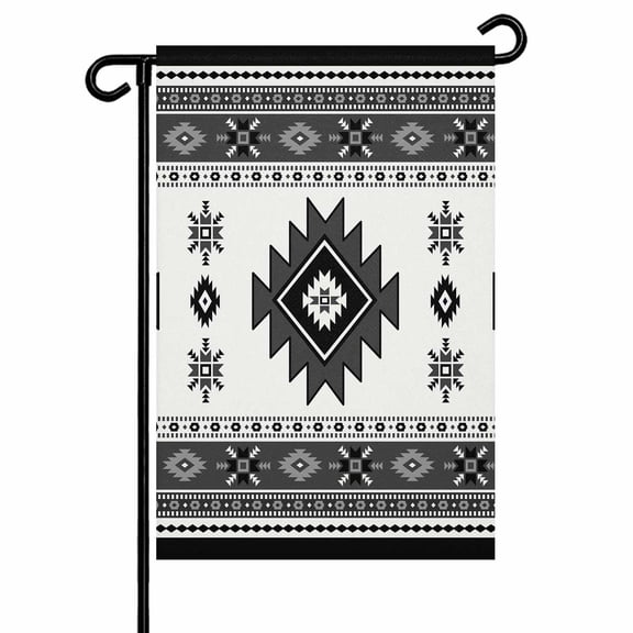 Boho Garden Flags for Outside Southwest Aztec Pattern Double Sided Yard Flags Outdoor House Decoration, Small 12X18 Inch, Gray
