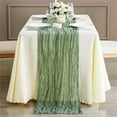 thumbnail image 1 of Boho Gauze Table Runner, Sheer Crinkle Texture Wedding Party Decor, Extra Long Reusable Polyester Runner for Bridal Baby Shower, Banquet Table Cover with Vintage Drape, 1 of 8