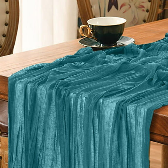 Boho Gauze Table Runner for Wedding Decor, Kitchen Dining Protection, Party Event Table Cover, Home Decor Accent, Reusable Washable Fabric Tabletop Decor