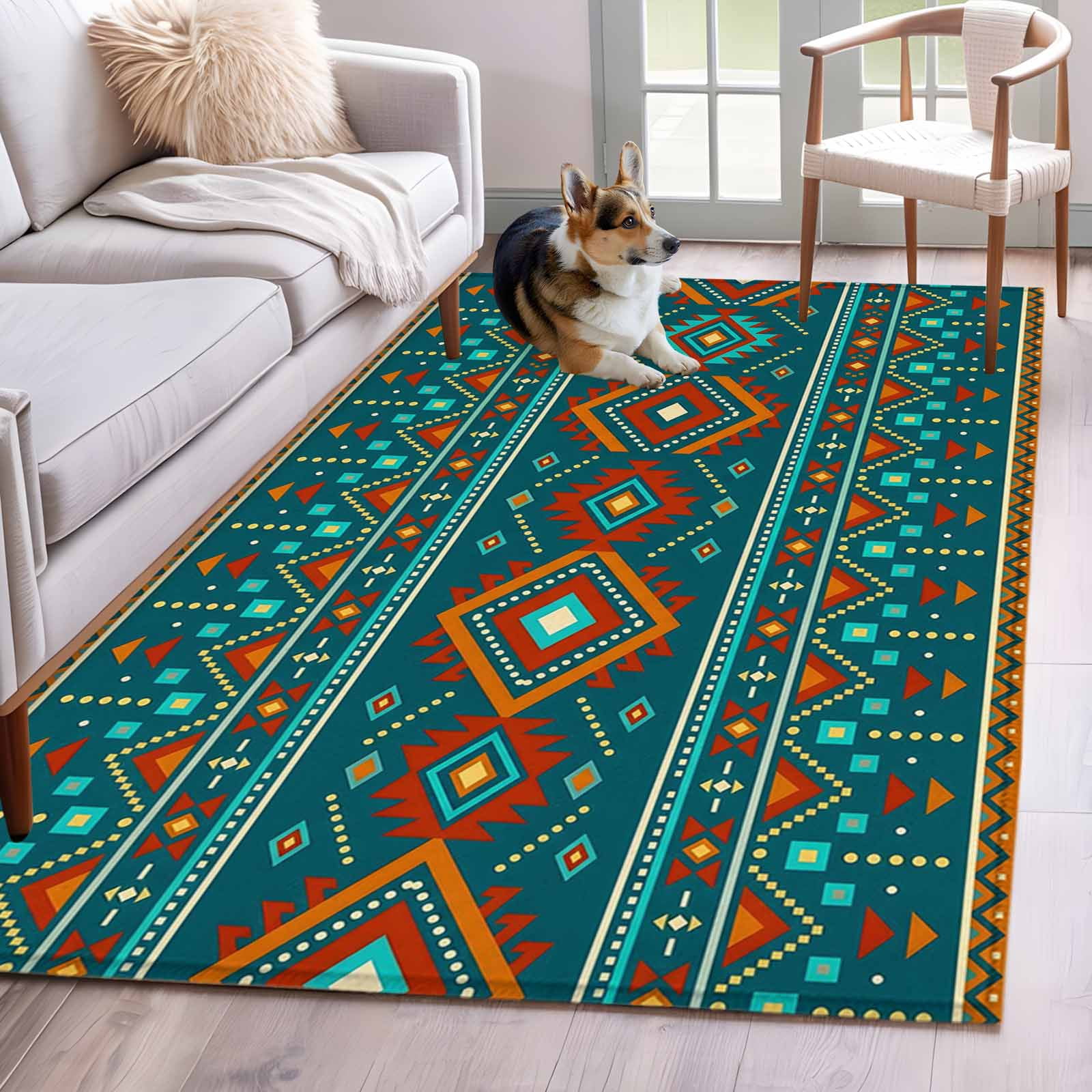 Boho Geometric 2.7x5 Rug for Office Desk Chair Area Small Bedroom ...