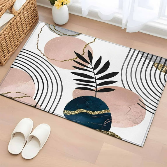 Boho Geometric 2x3 Door Mat Rug, Modern Abstract Art Tropical Striped ...