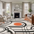 thumbnail image 1 of Boho Geometric Area Rugs 8'x10', Washable Small Throw Rugs for Living Room Patio, Modern Abstract Orange Sun on Linen Indoor Outdoor Rug Non-Slip Low Pile Carpet Runner Reversible Floor Mats, 1 of 8
