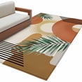 thumbnail image 1 of Boho Geometric Area Rugs Collection 2.7'x5', Farmhouse Orange Abstract Leaves Stripes Non Slip Indoor Rectangle Throw Runner Rug Floor Mat Carpet for Living Room Dining Table Bedroom Nursery, 1 of 9
