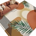 thumbnail image 1 of Boho Geometric Area Rugs Collection 6'x9', Farmhouse Orange Abstract Leaves Stripes Non Slip Indoor Rectangle Throw Runner Rug Floor Mat Carpet for Living Room Dining Table Bedroom Nursery, 1 of 9
