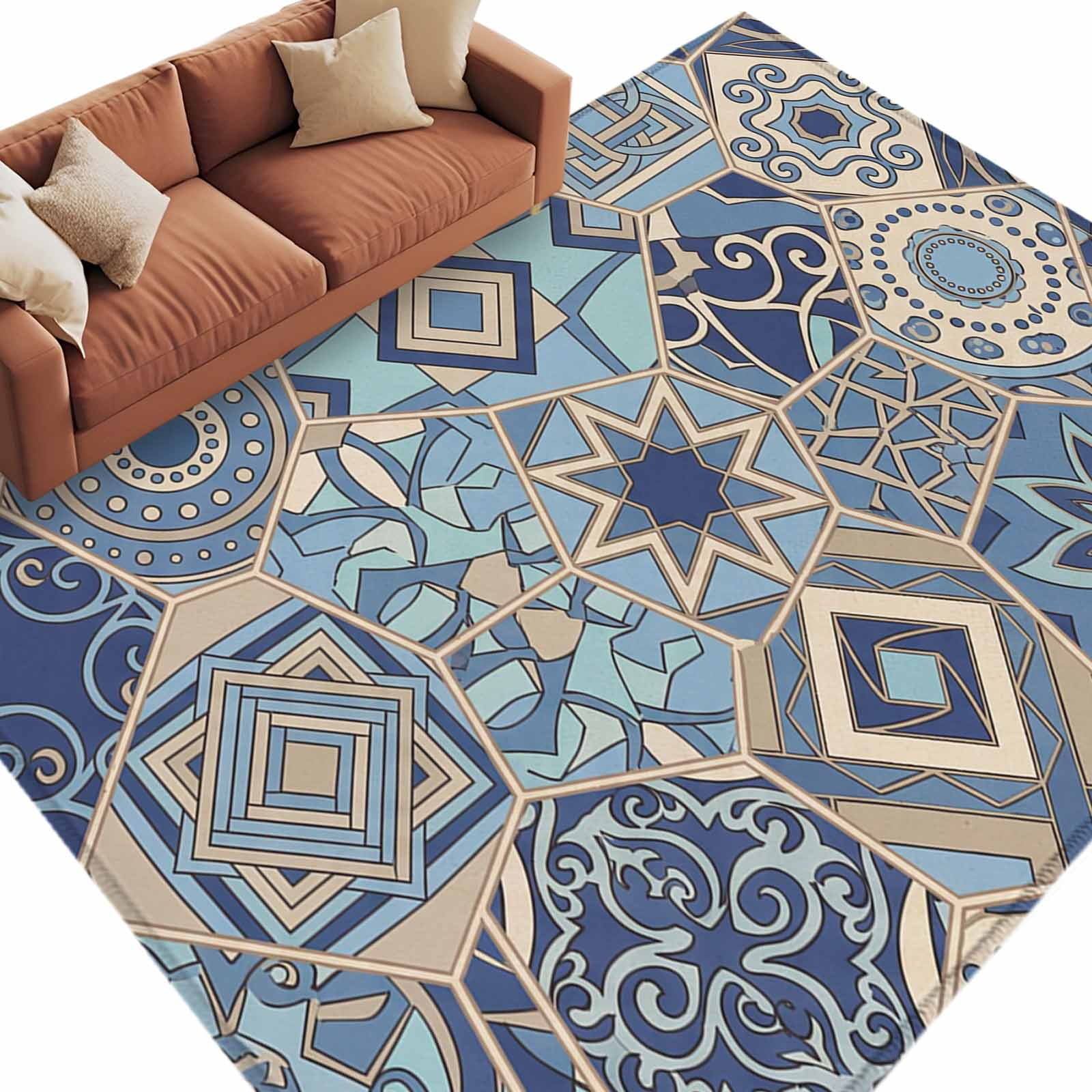 Boho Geometric Area Rugs Collection 8'x10', Country Tribe Abstract ...