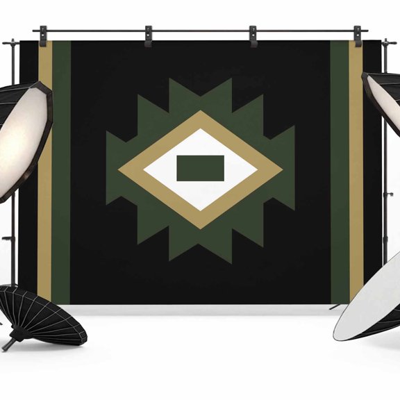 Boho Geometric Backdrop for Photography, Dark Green Ethnic Tribal Striped Argyle Modern Photo Backdrop Portrait Background Party Banner Photo Backgrounds for Studio Booth Props, 7x5ft