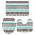 thumbnail image 1 of Boho Geometric Bath Mat 3 Piece Bathroom Rug Set, Turquoise Green Brown Tribal Stripes Non Slip Bath Rug Contour Mat and Toilet Lid Cover, Absorbent Shower Mats Soft Bath Rugs and Mats Sets, 1 of 8