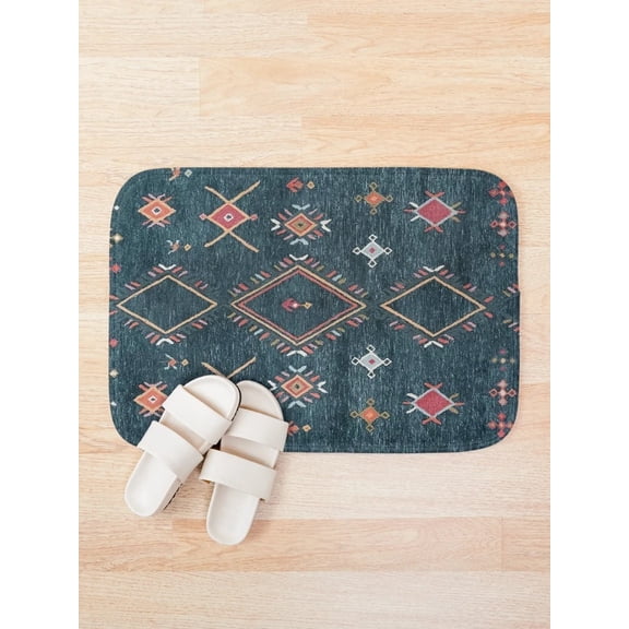Boho Geometric Bath Mat, Moroccan Inspired Abstract Pattern Bathroom Rug, 15.7 x 23.6 in or 19.7 x 31.5 in