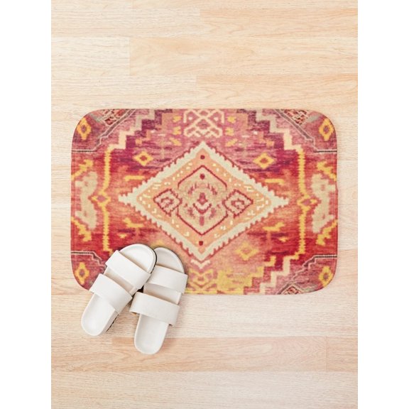 Boho Geometric Bath Mat, Moroccan-Inspired Pattern Floor Mat for Bathroom Entryway, 15.7 x 23.6 in or 19.7 x 31.5 in