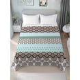 thumbnail image 1 of Boho Geometric California King Size Flat Sheet, Wrinkleproof & Fadeproof Cooling Flat Bed Sheet Only, Turquoise Green Brown Tribal Stripes Breathable Soft Bedding Top Sheets 108 x 98 Inches, 1 of 8