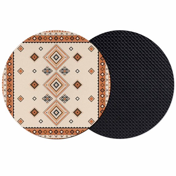 Boho Geometric Coasters Set of 2, Absorbent Coasters for Drinks, Country Ethnic Nation Abstract Motifs Coaster for Desk Coffee Table Protection, Home Decor House Warming Gifts 4"